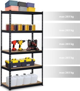 Humberg Regał metalowy magazynowy 183 x 90 x 45 cm Humberg HR-700 czarny 5