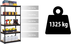 Humberg Regał metalowy magazynowy 183 x 90 x 45 cm Humberg HR-700 czarny 8