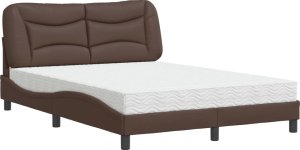 vidaXL vidaXL Łóżko z materacem, brązowe, 140x190 cm, sztuczna skóra 2