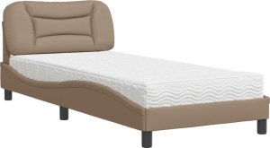 vidaXL vidaXL Łóżko z materacem, cappuccino, 90x190 cm, sztuczna skóra 2