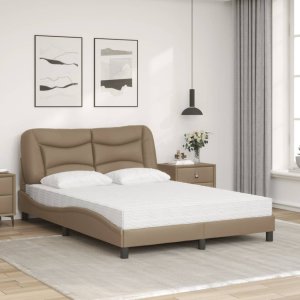 vidaXL vidaXL Łóżko z materacem, cappuccino, 140x190 cm, sztuczna skóra 3
