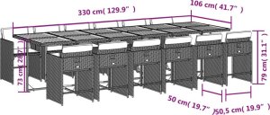 vidaXL vidaXL 13-cz. zestaw mebli ogrodowych z poduszkami, beżowy, polirattan 6