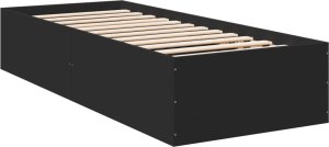 vidaXL Rama łóżka, czarna, 75x190 cm, materiał drewnopochodny 6