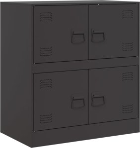 vidaXL vidaXL Szafka boczna, czarna, 67x39x73 cm, stal 2