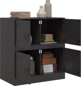 vidaXL vidaXL Szafka boczna, czarna, 67x39x73 cm, stal 4