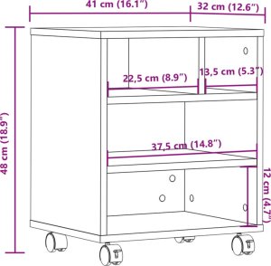 vidaXL vidaXL Stojak pod drukarkę, z kółkami, biały, 41x32x48 cm 9