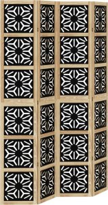 vidaXL vidaXL Parawan pokojowy, 4-panelowy, brązowo-czarny, lita paulownia 2