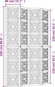 vidaXL vidaXL Parawan pokojowy, 4-panelowy, brązowo-czarny, lita paulownia 8