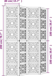 vidaXL vidaXL Parawan pokojowy, 4-panelowy, brązowo-czarny, lita paulownia 8