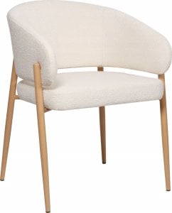 Selsey Krzesło tapicerowane Resilly w tkaninie boucle jasnokremowe/ dębowe nóżki 1