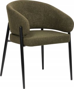 Selsey Krzesło tapicerowane Resilly w tkaninie boucle oliwkowe/ czarne nóżki 1