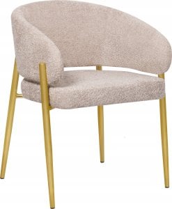 Selsey Krzesło tapicerowane Resilly w tkaninie boucle beżowe/ złote nóżki 1