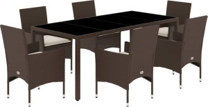 vidaXL 7-cz. zestaw mebli ogrodowych z poduszkami, brązowy, rattan PE 2