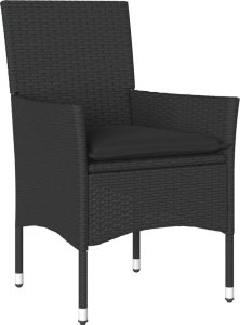 vidaXL 3-cz. zestaw mebli ogrodowych z poduszkami, czarny, polirattan 3