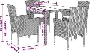 vidaXL 5-cz. zestaw mebli ogrodowych z poduszkami, jasnoszary 7