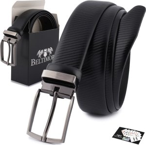 Beltimore Pasek męski skórzany premium 3,5 cm skóra licowa Beltimore czarny E42 1