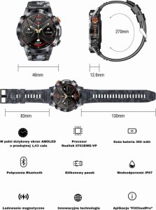 Smartwatch Gravity Zegarek męski SMARTWATCH GT20-1 18