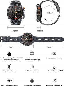 Smartwatch Gravity Zegarek męski SMARTWATCH GT20-1 24