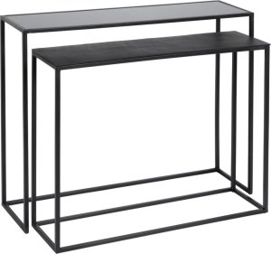 Bigbuy Home Konsola Czarny Aluminium Szkło Żelazo 98 x 28 x 82 cm (2 Sztuk) 1