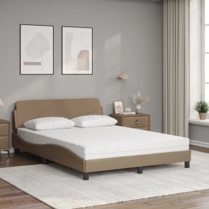 vidaXL vidaXL Łóżko z materacem, cappuccino, 140x190 cm, sztuczna skóra 3