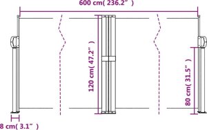 vidaXL vidaXL Zwijana markiza boczna, biała, 120x600 cm 10