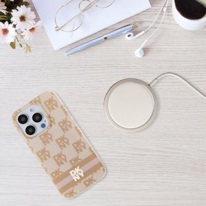DKNY DKHMP13LHCPTSP iPhone 13 Pro / 13 6.1" różowy/pink hardcase IML Checkered Mono Pattern & Printed Stripes MagSafe 12