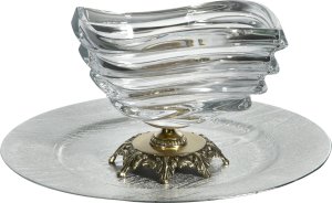 Art-Pol Salaterka szklana na stopie z mosiądzu 104304 5