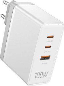 Kabel zasilający Vention Ładowarka sieciowa, Vention, FEGW0-EU,  2xUSB-C, USB- A, 100W/100W/30W, GaN (biała) 1