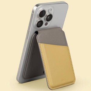 Podstawka Uniq UNIQ Lyden DS magnetyczny portfel RFID i stojak na telefon żółto-szary/canary yellow-flint grey 16