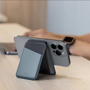 Podstawka Uniq Lyden DS magnetyczny portfel RFID i stojak na telefon szaro-czarny/charcoal grey-black 16