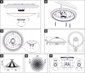 Lampa sufitowa Energizer ORNO ZONDA LED 16W WHITE PC LAMP WHITE PIR MOTION SENSOR 12