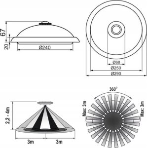 Lampa sufitowa Energizer ORNO ZONDA LED 16W WHITE PC LAMP WHITE PIR MOTION SENSOR 15