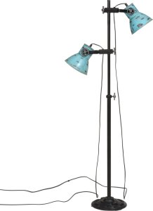 Lampa podłogowa vidaXL Lampa stojąca, 25 W, postarzany niebieski, 25x25x90/160 cm, E27 4