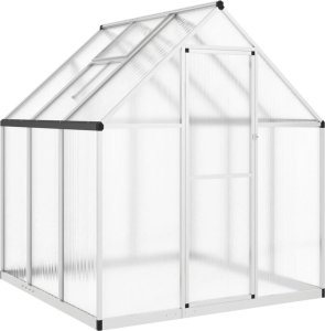 vidaXL vidaXL Szklarnia z ramą podstawy, srebrna, 169x169x195 cm, aluminium 2