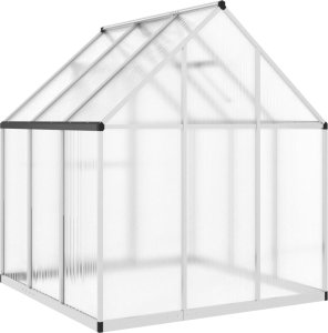 vidaXL vidaXL Szklarnia z ramą podstawy, srebrna, 169x169x195 cm, aluminium 5