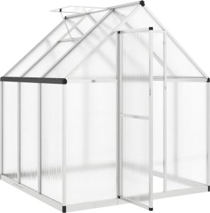 vidaXL vidaXL Szklarnia z ramą podstawy, srebrna, 169x169x195 cm, aluminium 6