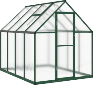 vidaXL vidaXL Szklarnia z ramą podstawy, zielona, 224x169x195 cm, aluminium 2