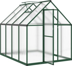 vidaXL vidaXL Szklarnia z ramą podstawy, zielona, 224x169x195 cm, aluminium 6