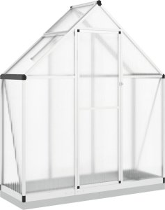 vidaXL vidaXL Szklarnia z ramą podstawy, srebrna, 169x58x202 cm, aluminium 2