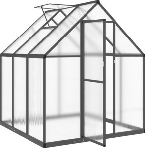 vidaXL vidaXL Szklarnia z ramą podstawy, antracyt, 169x169x195 cm, aluminium 6
