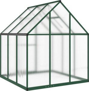 vidaXL vidaXL Szklarnia z ramą podstawy, zielona, 169x169x195 cm, aluminium 5