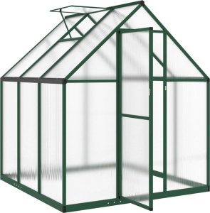 vidaXL vidaXL Szklarnia z ramą podstawy, zielona, 169x169x195 cm, aluminium 6