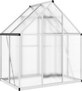 vidaXL vidaXL Szklarnia z ramą podstawy, srebrna, 169x114x195 cm, aluminium 5