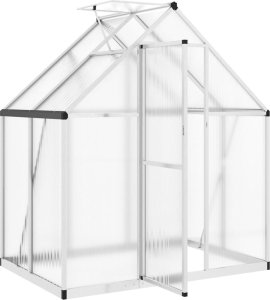vidaXL vidaXL Szklarnia z ramą podstawy, srebrna, 169x114x195 cm, aluminium 6