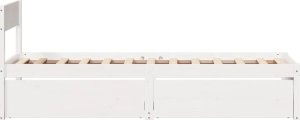 vidaXL Rama łóżka z szufladami, biała, 75x190 cm, lite drewno sosnowe 5