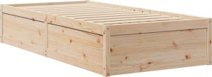 vidaXL Rama łóżka, 75x190 cm, lite drewno sosnowe 2