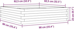vidaXL vidaXL Donica ogrodowa, 90x90x23 cm, lite drewno sosnowe 10