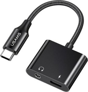 Adapter USB Usams USAMS AU15 Adapter USB-C - jack 3.5m DAC + USB-C PD60W czarny/black SJ598YPTC01 (US-SJ598) 1