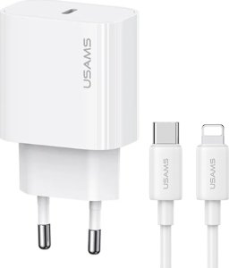 Ładowarka Usams USAMS Ład. siec. 1xUSB-C T65 PD20W PD Fast Charging US-CC226 + kabel USB-C/Lightning US-SJ712 30W biały/white Yi Series OYXLTZ02 9
