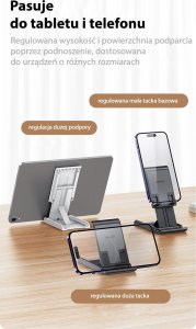 Podstawka Usams USAMS Składany stojak biurkowy na telefon/tablet czarny/black ZJ073ZJ01 (US-ZJ073) 7